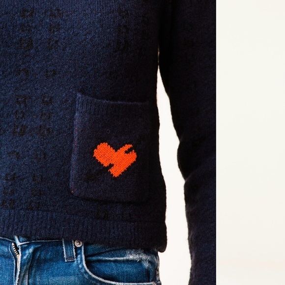 Ganni Waterly Jacquard Pullover In Navy, M - Picture 3 of 11